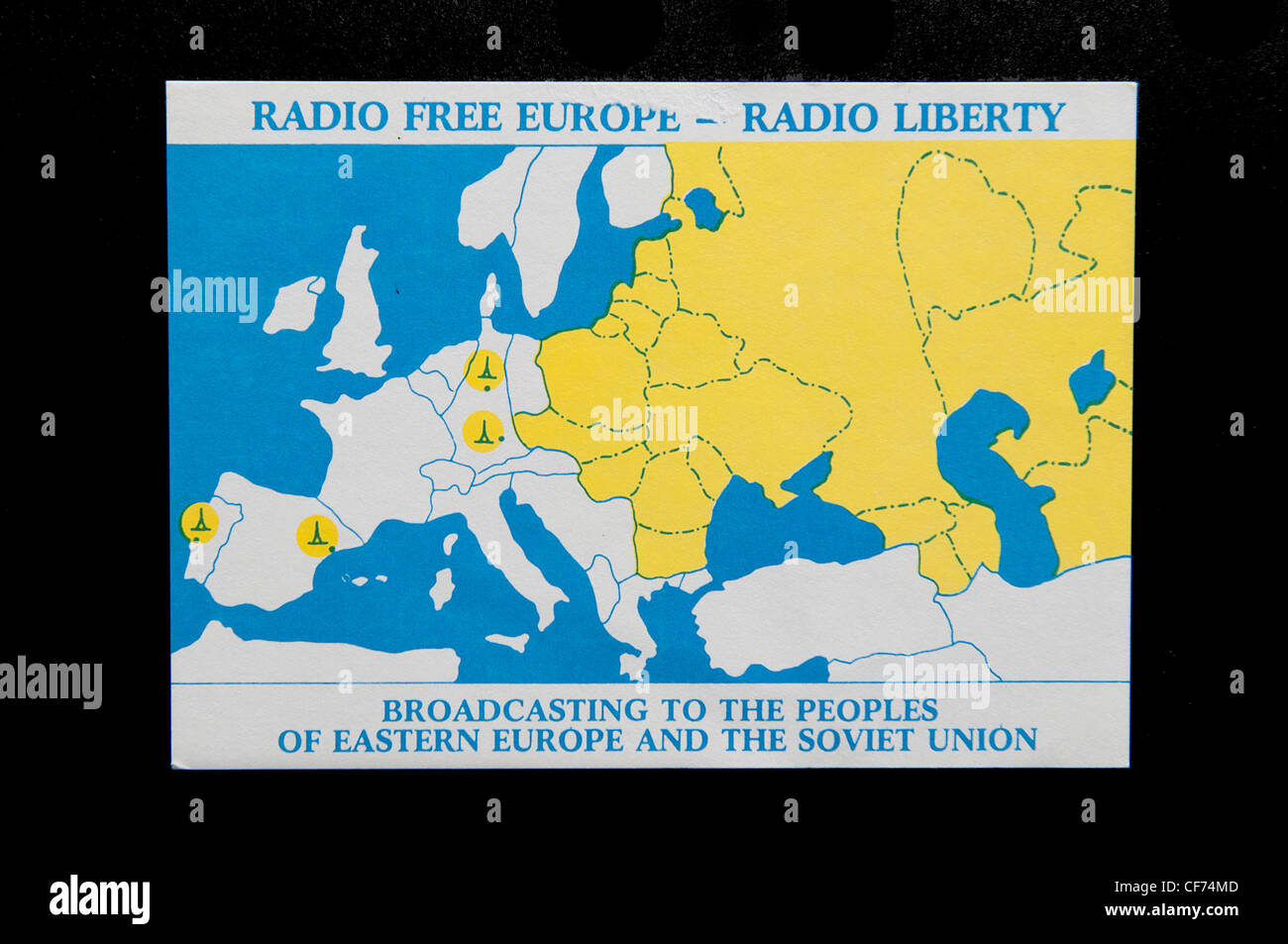 a QSL card of Radio Free Europe - Radio Liberty Stock Photo