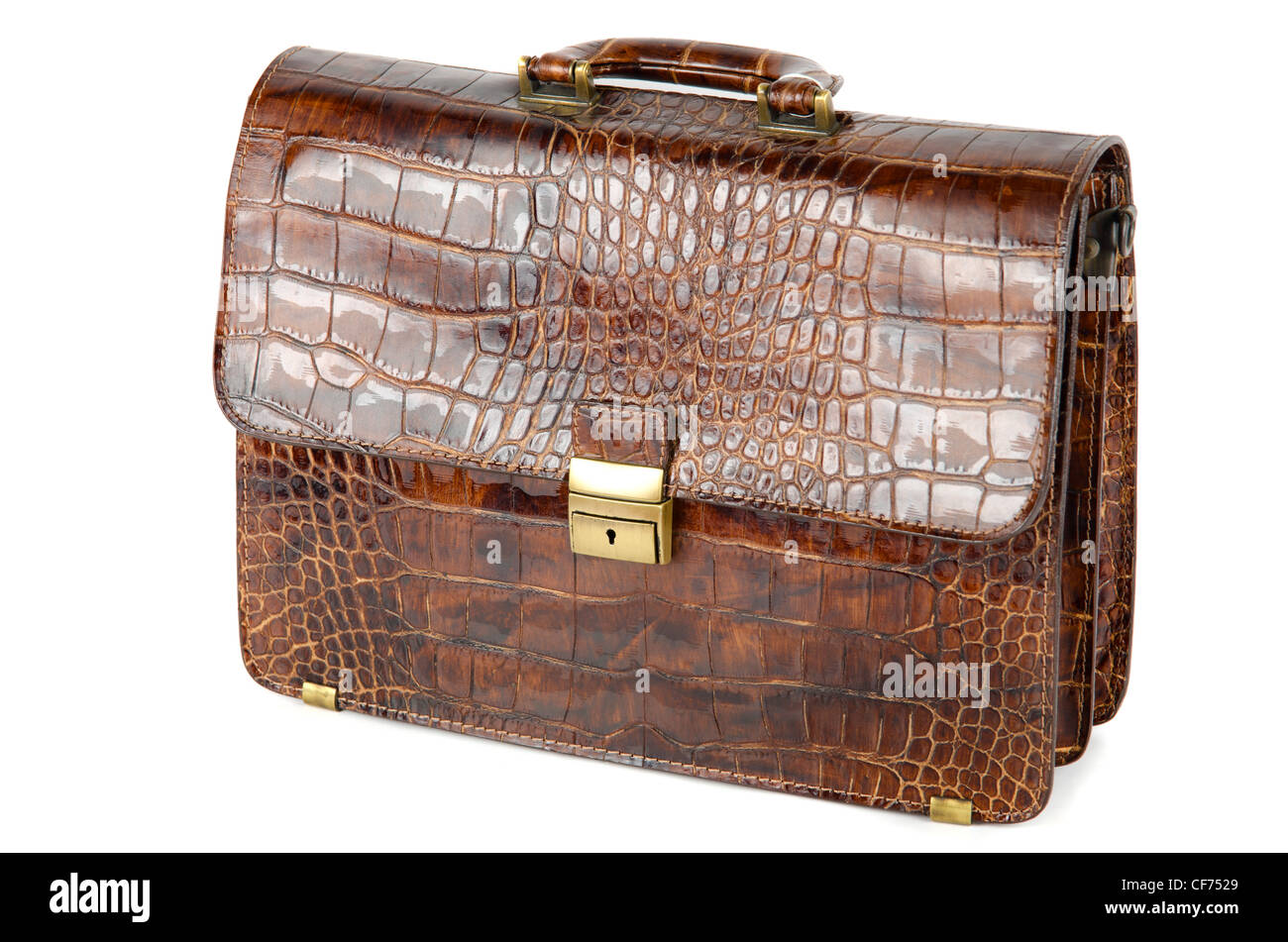brown expensive briefcase isolated on white background Stock Photo Alamy