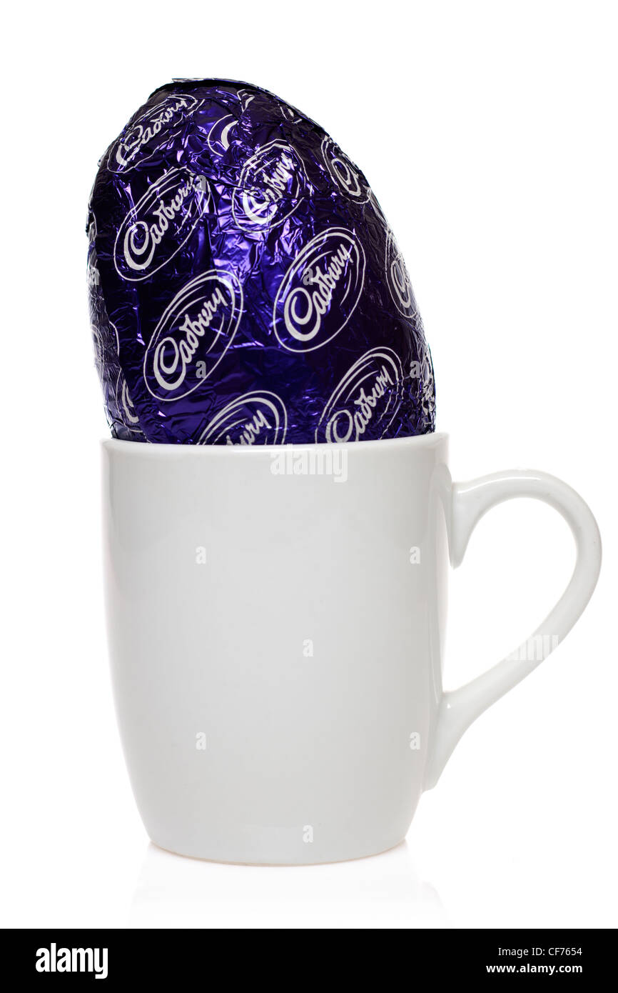 Cadbury Easter Egg in a plain white mug Stock Photo