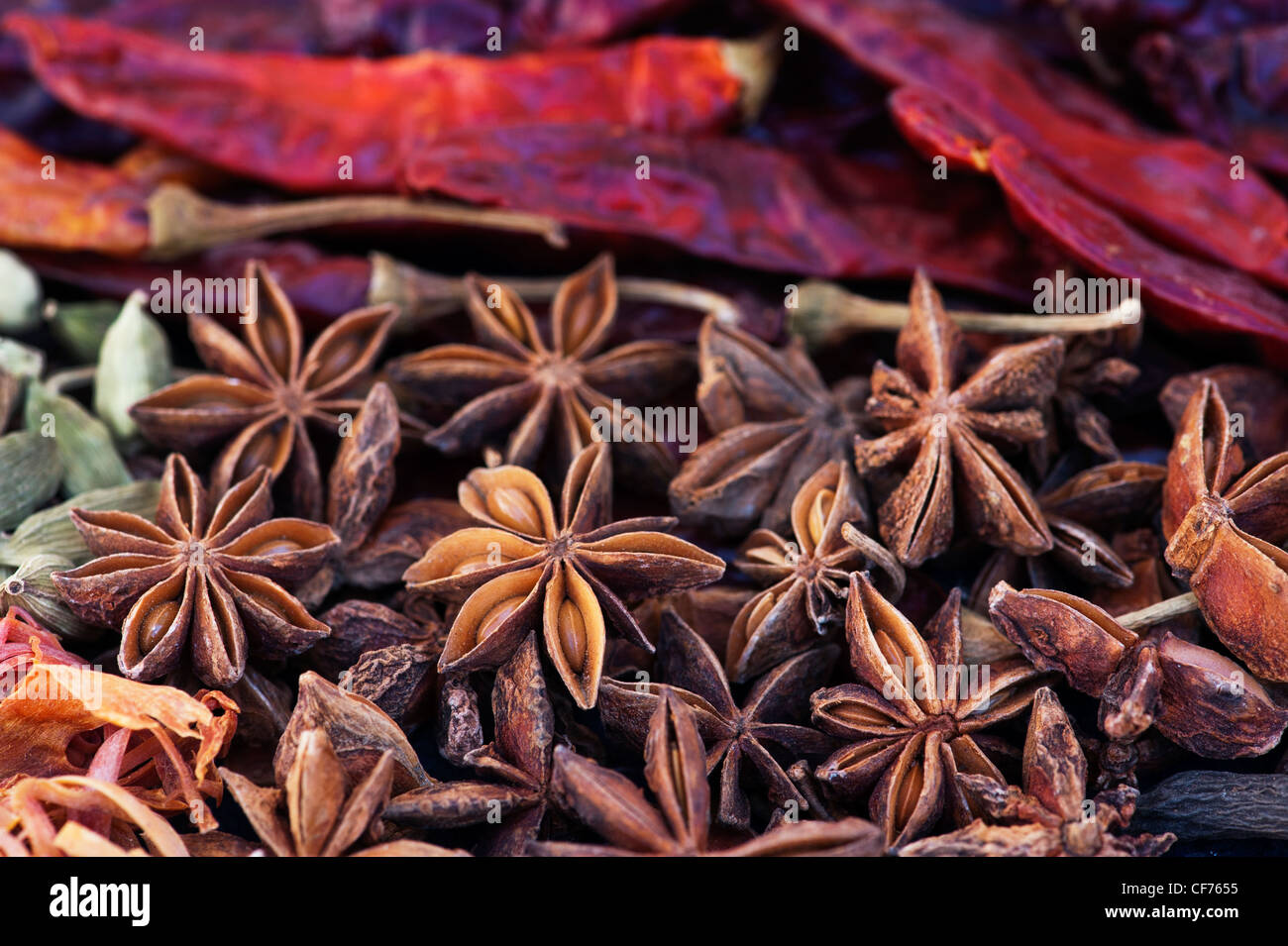 Indian cooking spices pattern Stock Photo