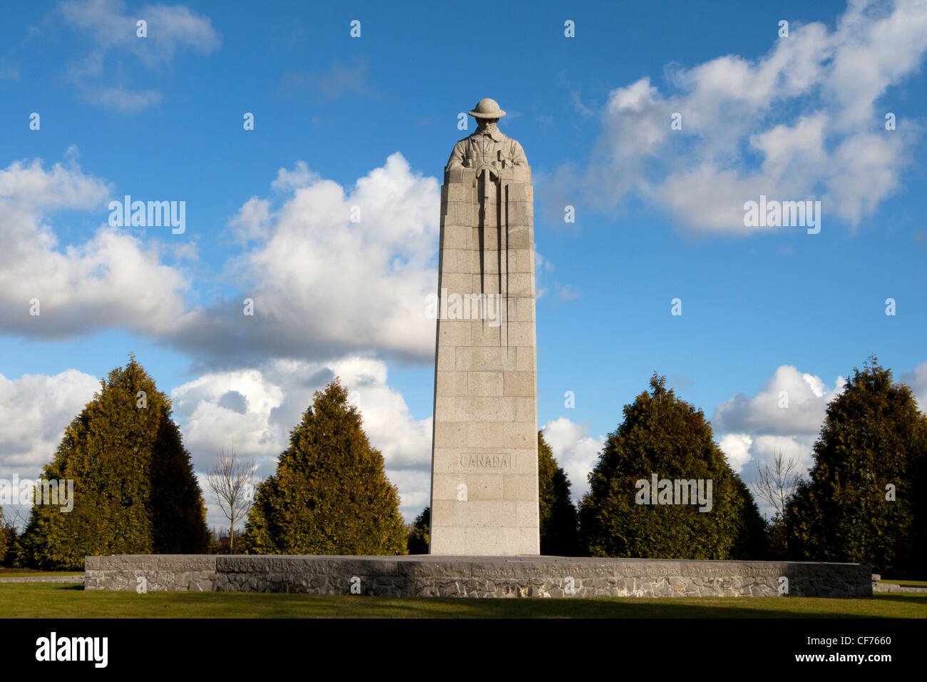 The brooding soldier, a Canadian monument for the 2000 victims of the 1st Canadian division during gas attack in 1915 Stock Photo