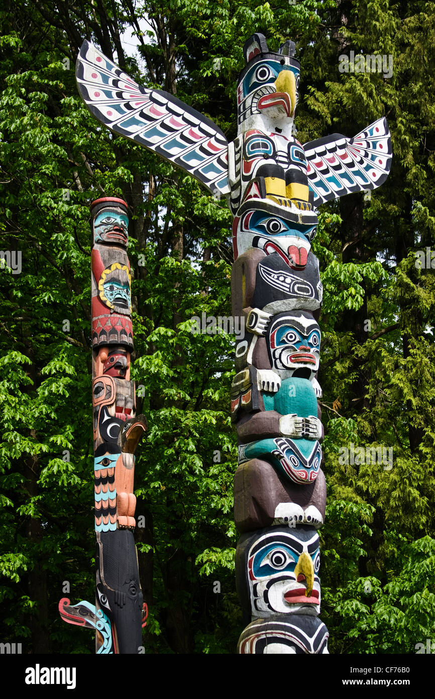 Coast Salish Totem Pole Stock Photo