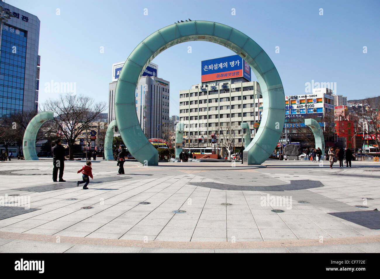 Statue outside Busan station in Busan, South Korea Stock Photo