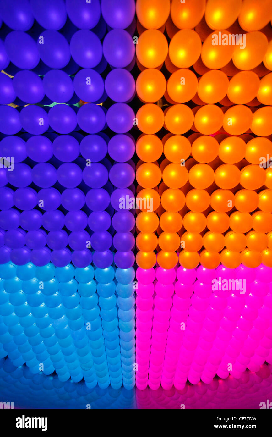 Multi-coloured patterns of LED lights in a lighting display Stock Photo