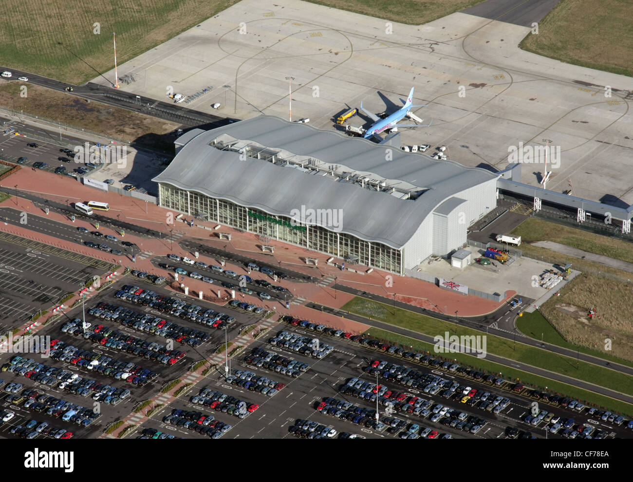 Aerial view of Doncaster Sheffield Airport Stock Photo