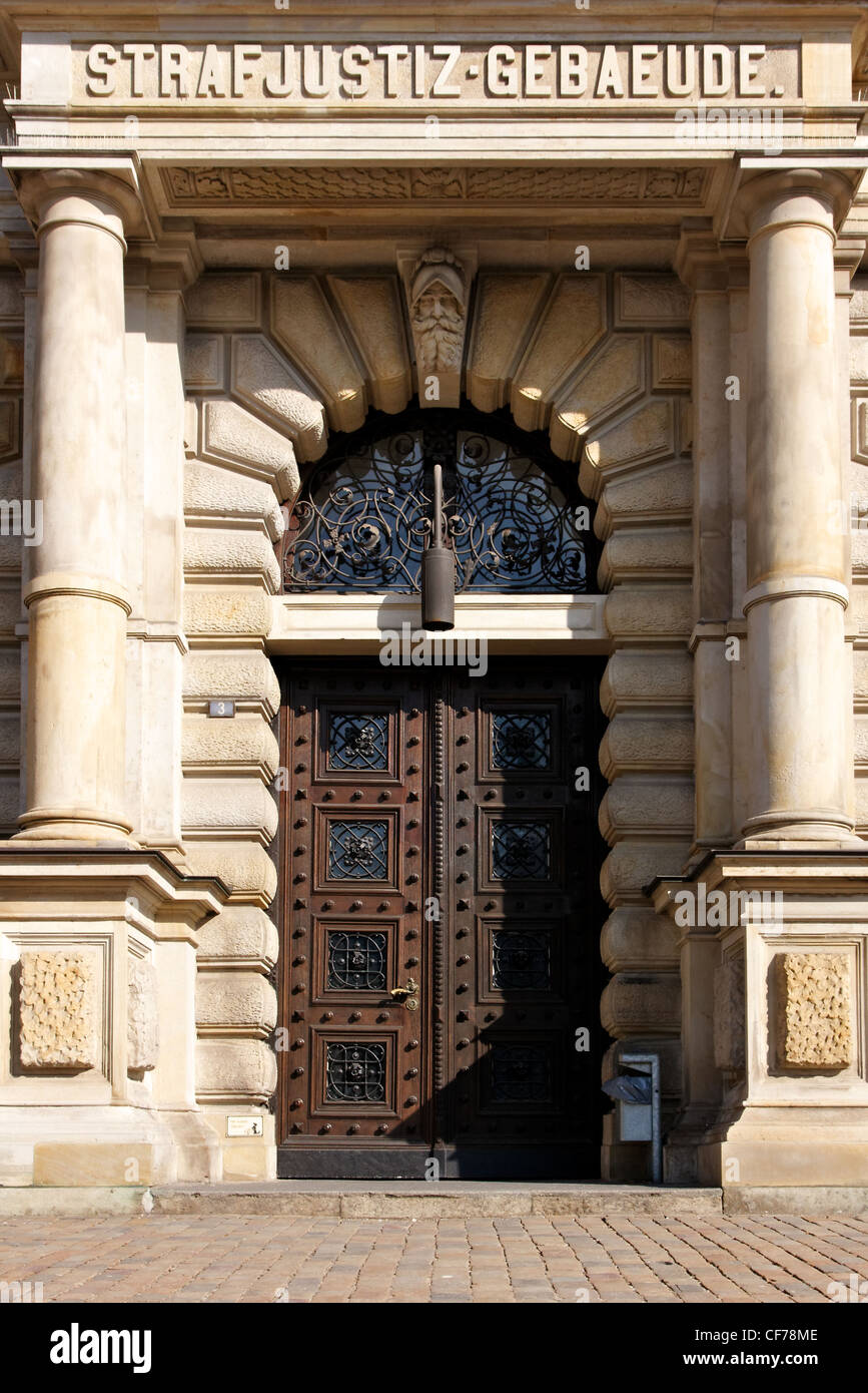 Door of the criminal justice building of Hamburg, Germany. Stock Photo