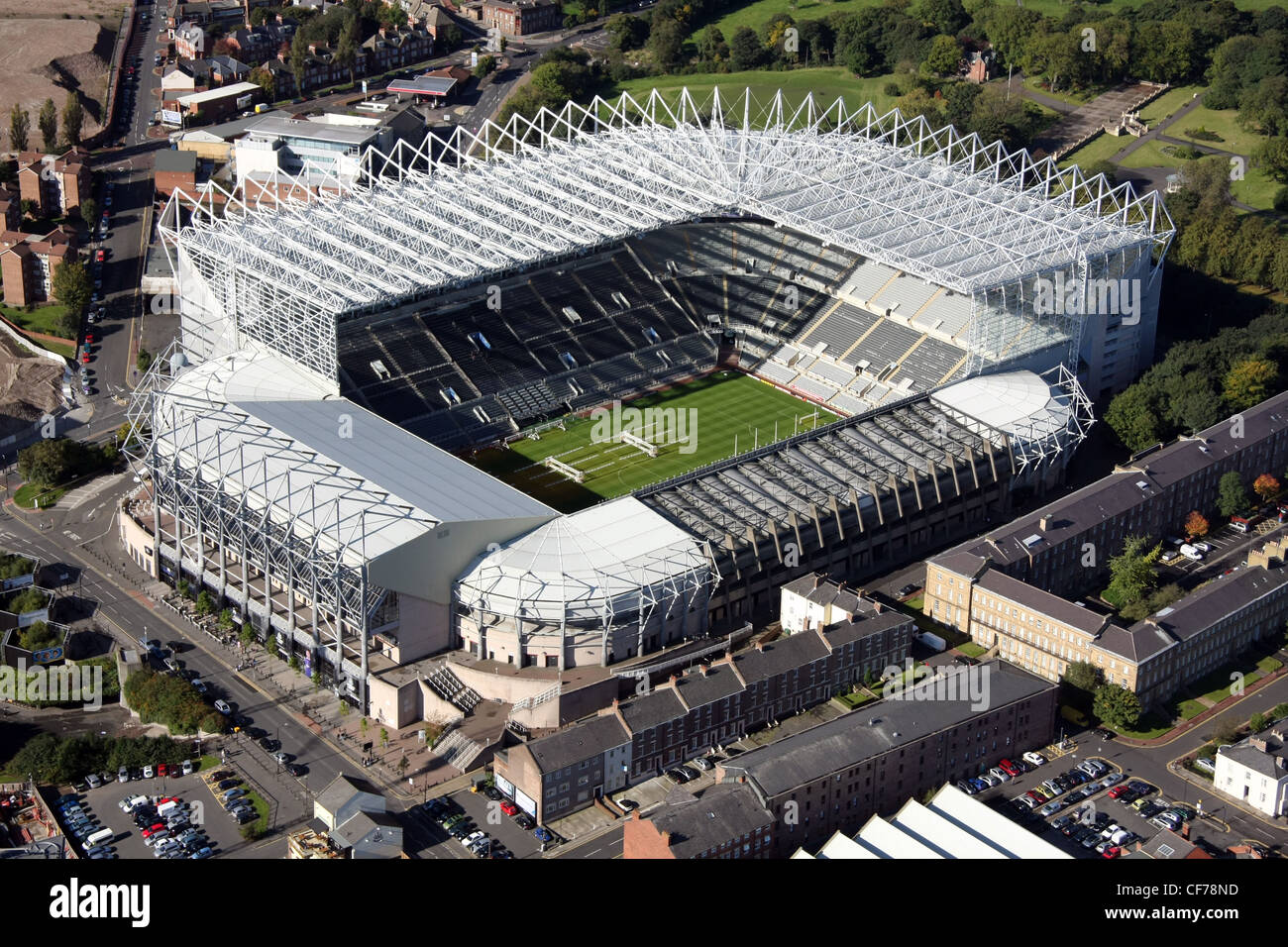 Aerial image of St James Park, Newcastle Stock Photo