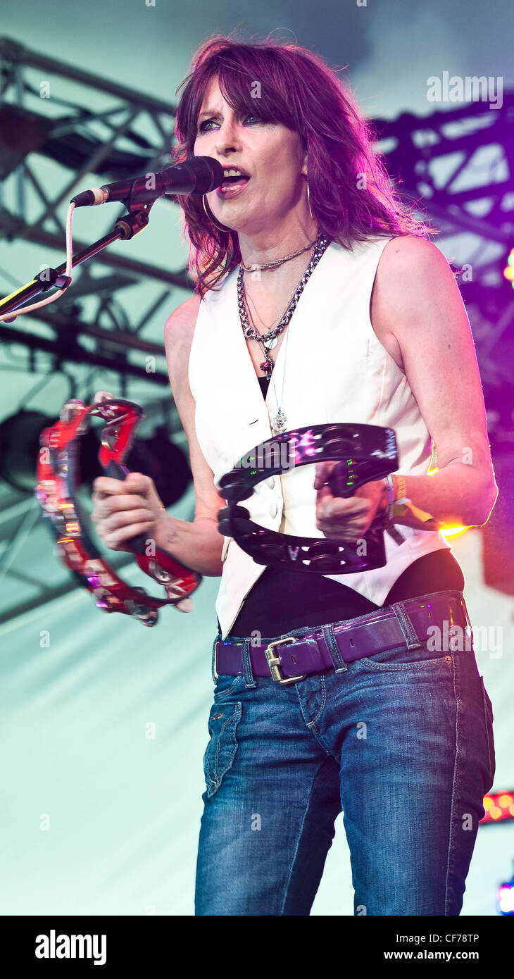 Chrissie Hynde, JP Jones, and the Fairground Boys playing at Voodoo Fest 2010 in New Orleans on Day 3. Stock Photo