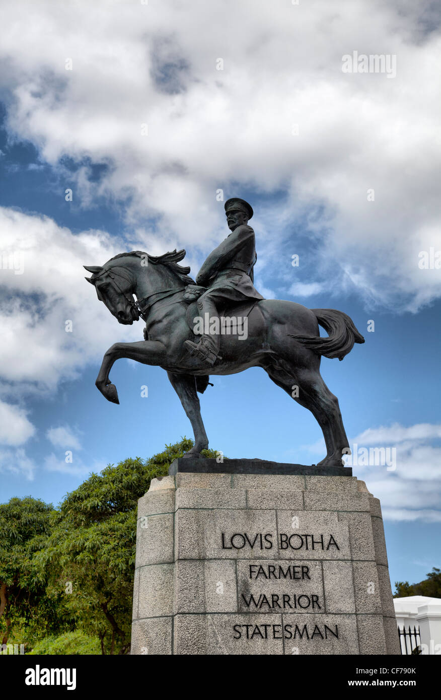 Louis Botha statue outside houses of Parliament in Cape Town Stock