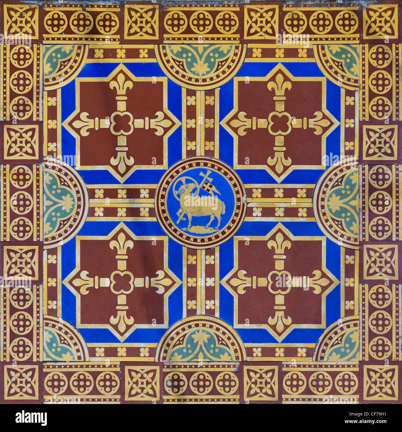 St Giles' Church, Cheadle.  A.W.N Pugin Designed floor tiles. Stock Photo