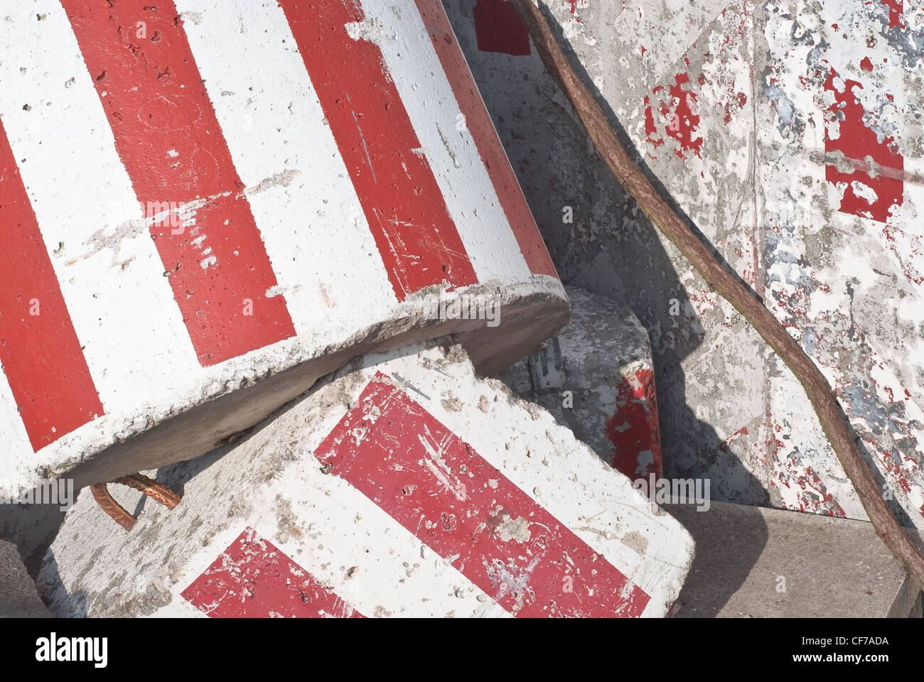 Industrial Composition in Concrete with Red Stripes Stock Photo