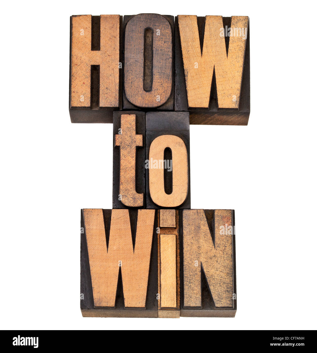 how to win advice - isolated phrase in vintage letterpress wood type Stock Photo