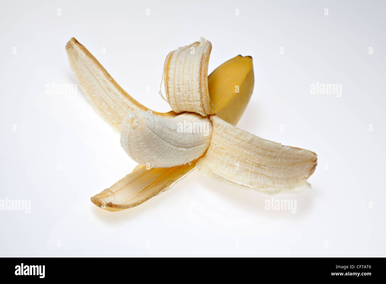 Half-peeled banana Stock Photo