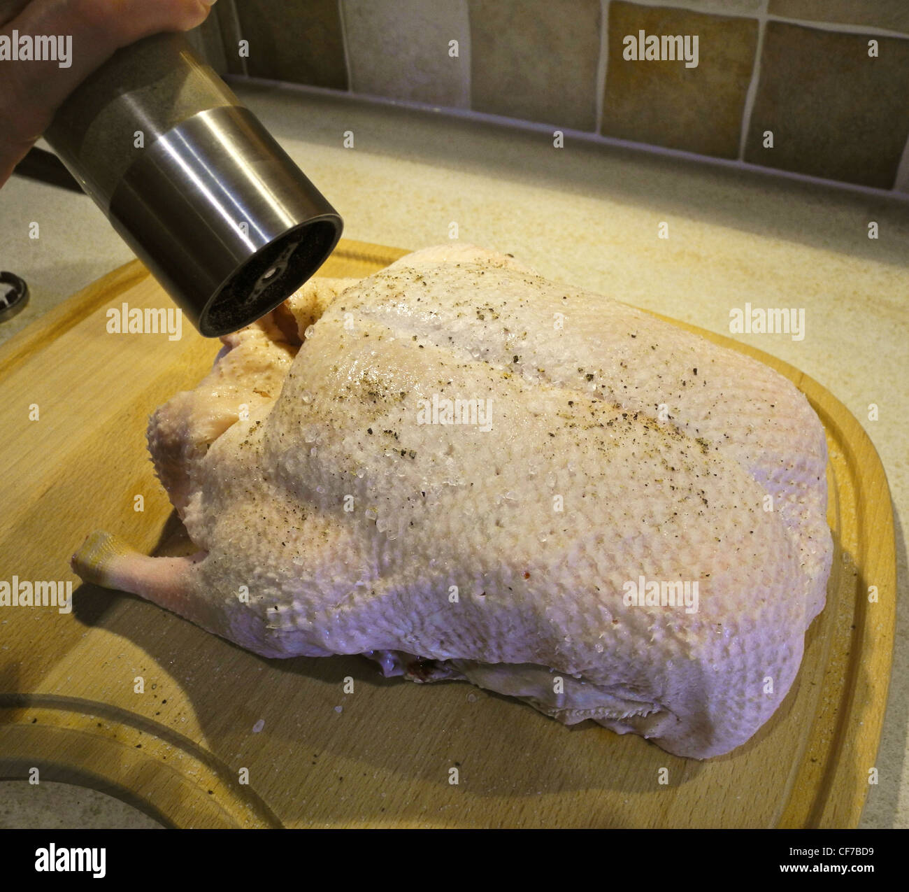 Roast Duck ready for the oven Stock Photo Alamy