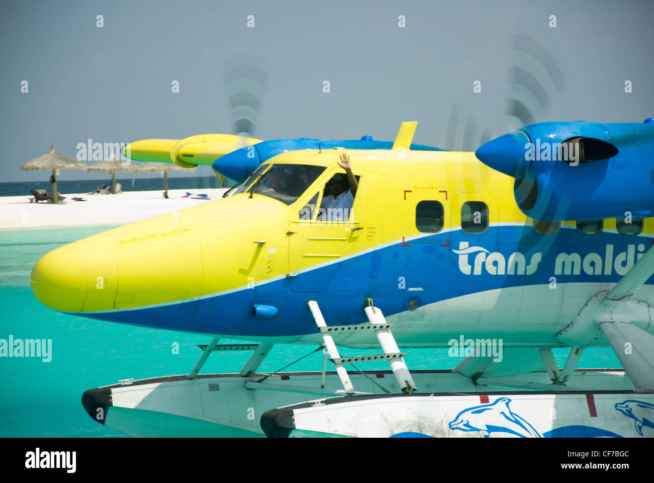 Trans Maldive Island air taxi Stock Photo