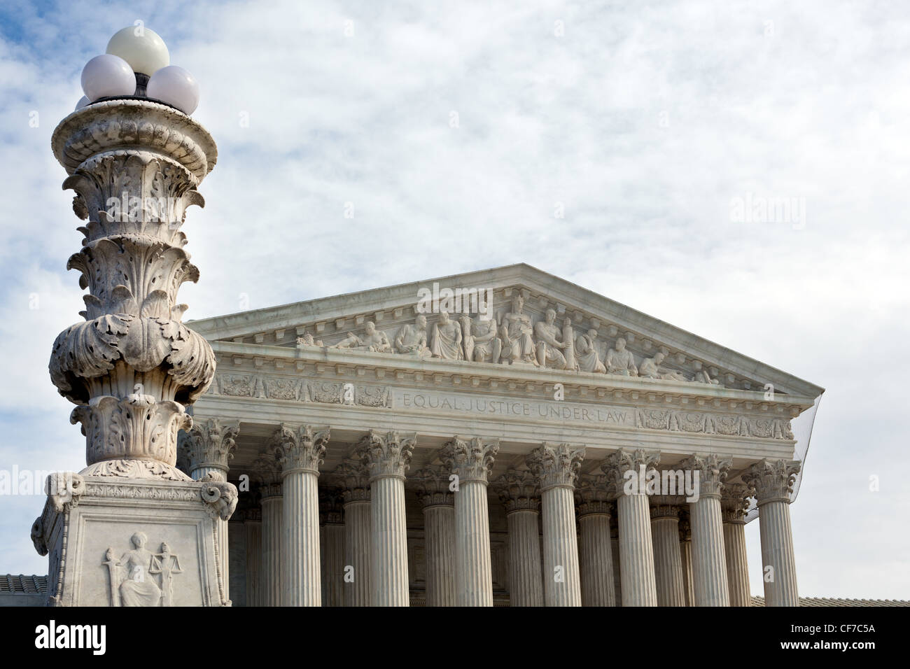 Facade of US Supreme court in Washington DC on sunny day Stock Photo