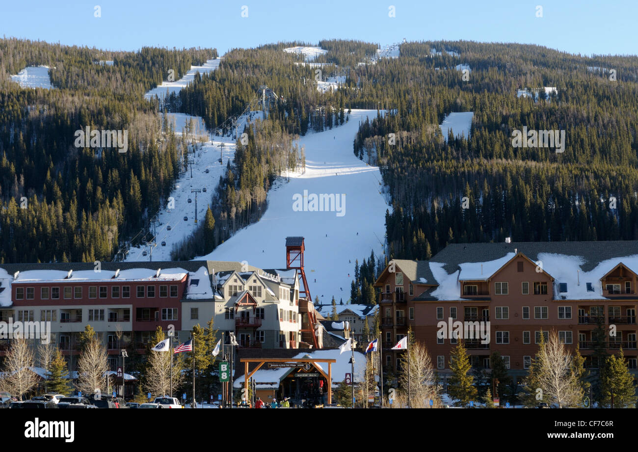 Keystone ski resort, Keystone, Colorado. View from River Run Village area. Stock Photo