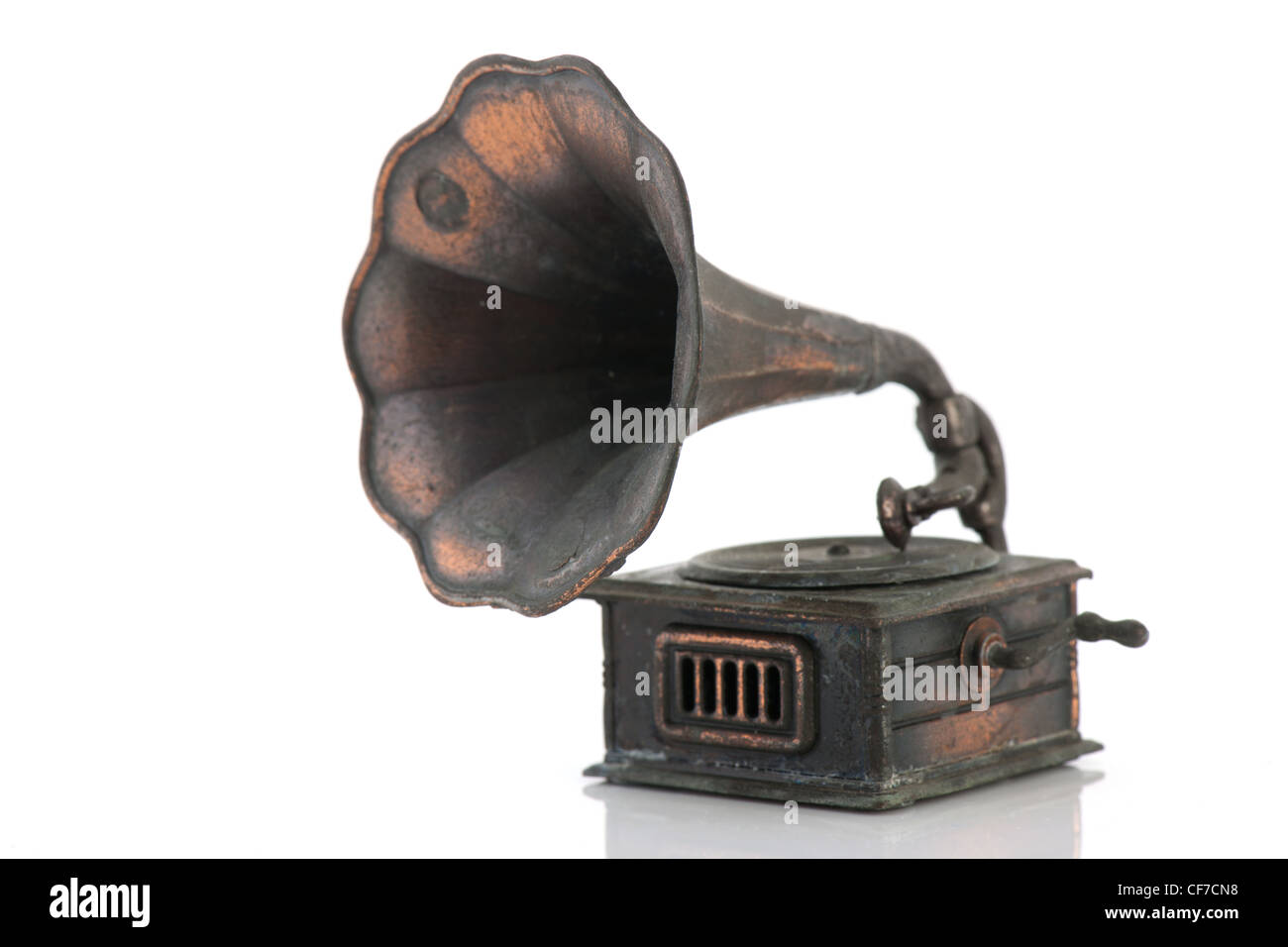 Old antique gramophone isolated over white background Stock Photo