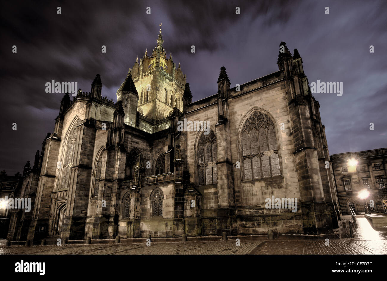 St saint Giles Cathedral High Kirk of Edinburgh at dusk, Scotland  @HotpixUK Stock Photo