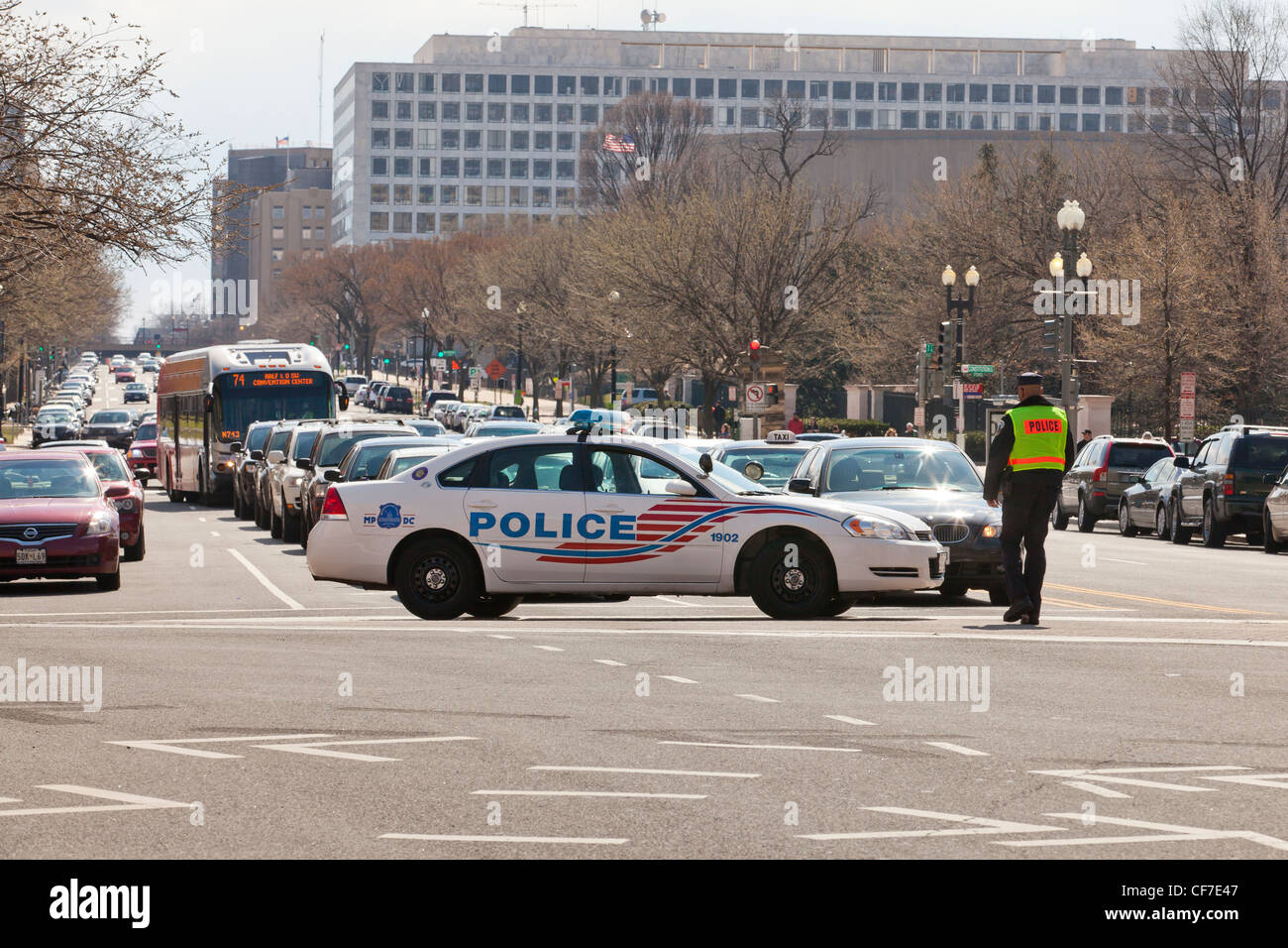 Police car blocking traffic Washington, DC USA Stock Photo Alamy