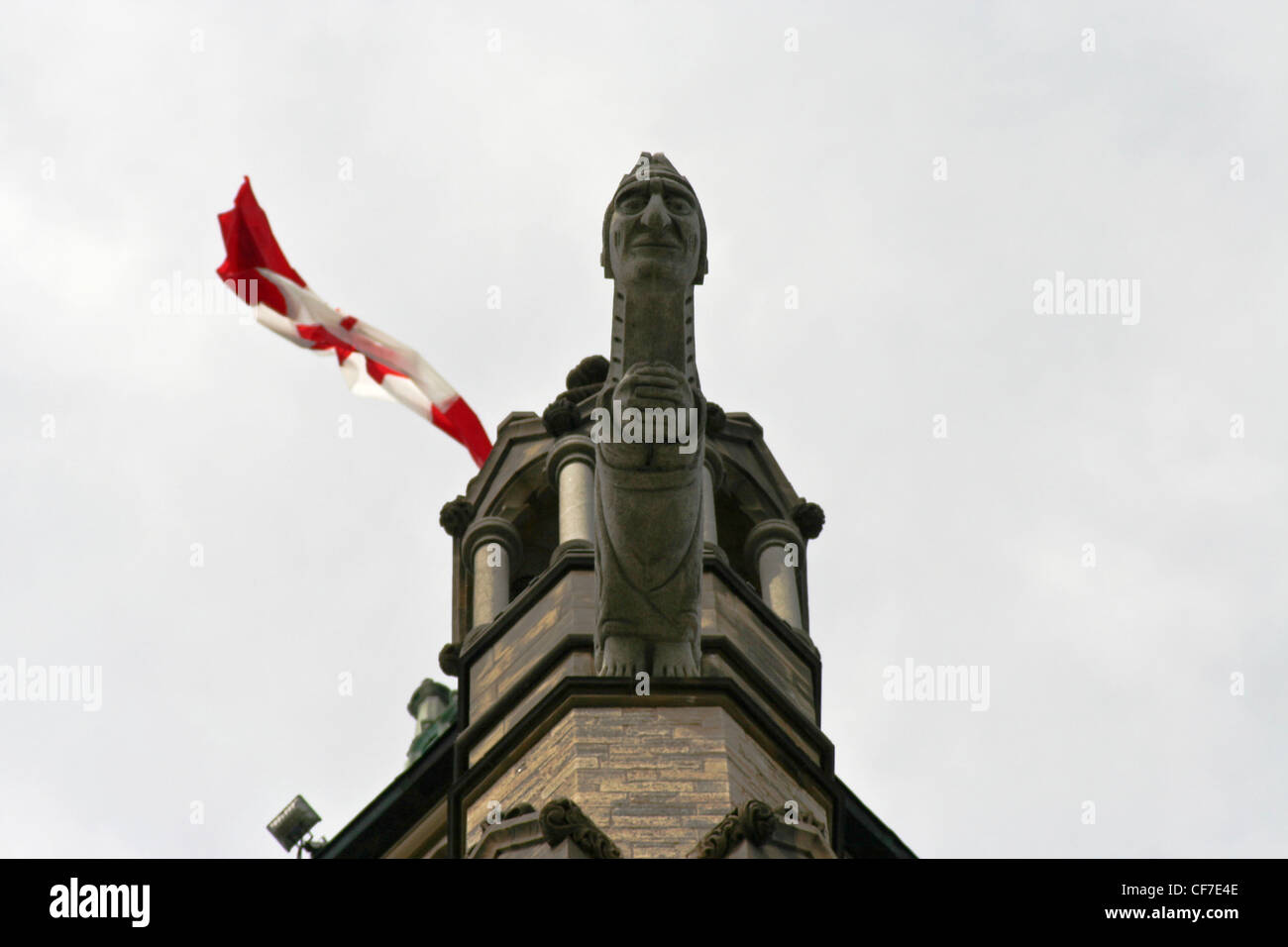 Gargoyle on Tower of Peace on Parliament Hill in Ottawa Stock Photo