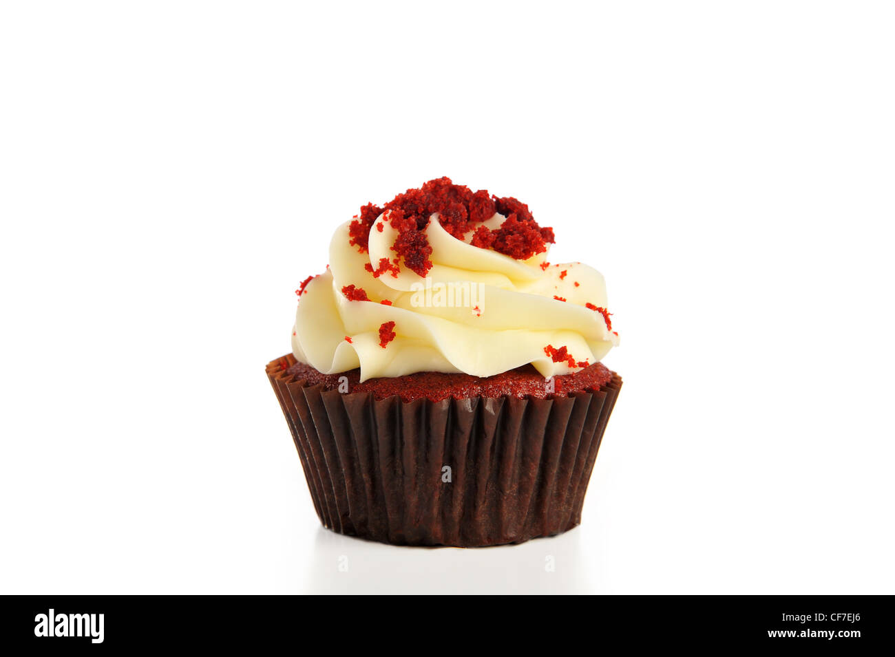 Sweet red velvet cupcake isolated on white Stock Photo