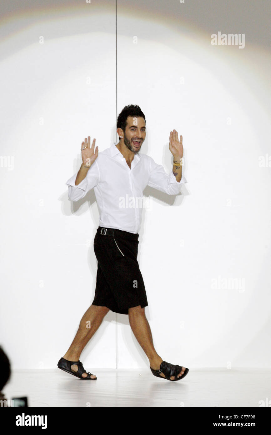 Fashion designer Marc Jacobs at the end of his catwalk show Stock Photo