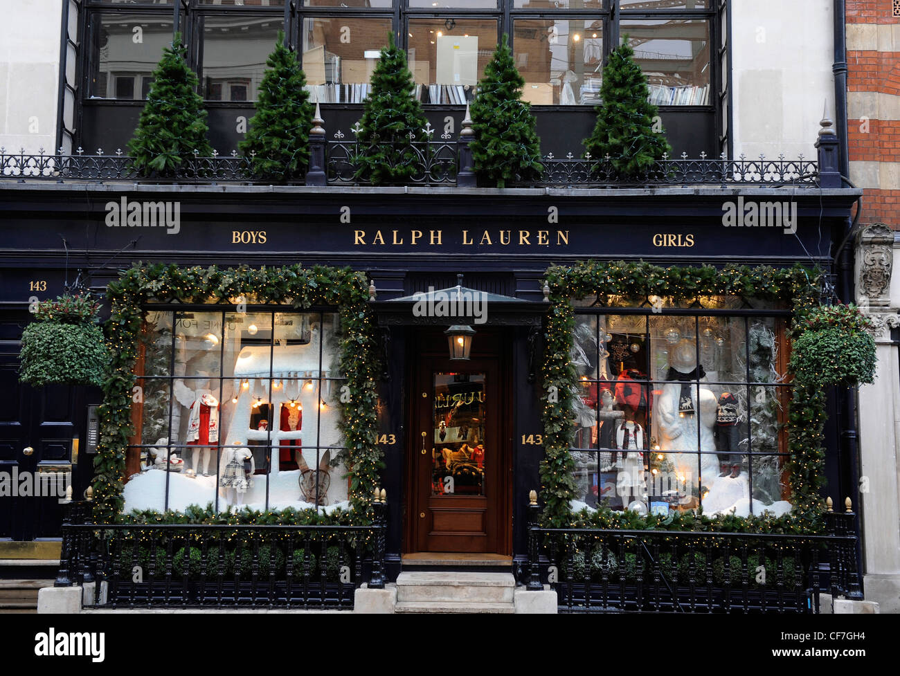 Christmas decorations on Ralph Lauren shop in London Stock Photo - Alamy