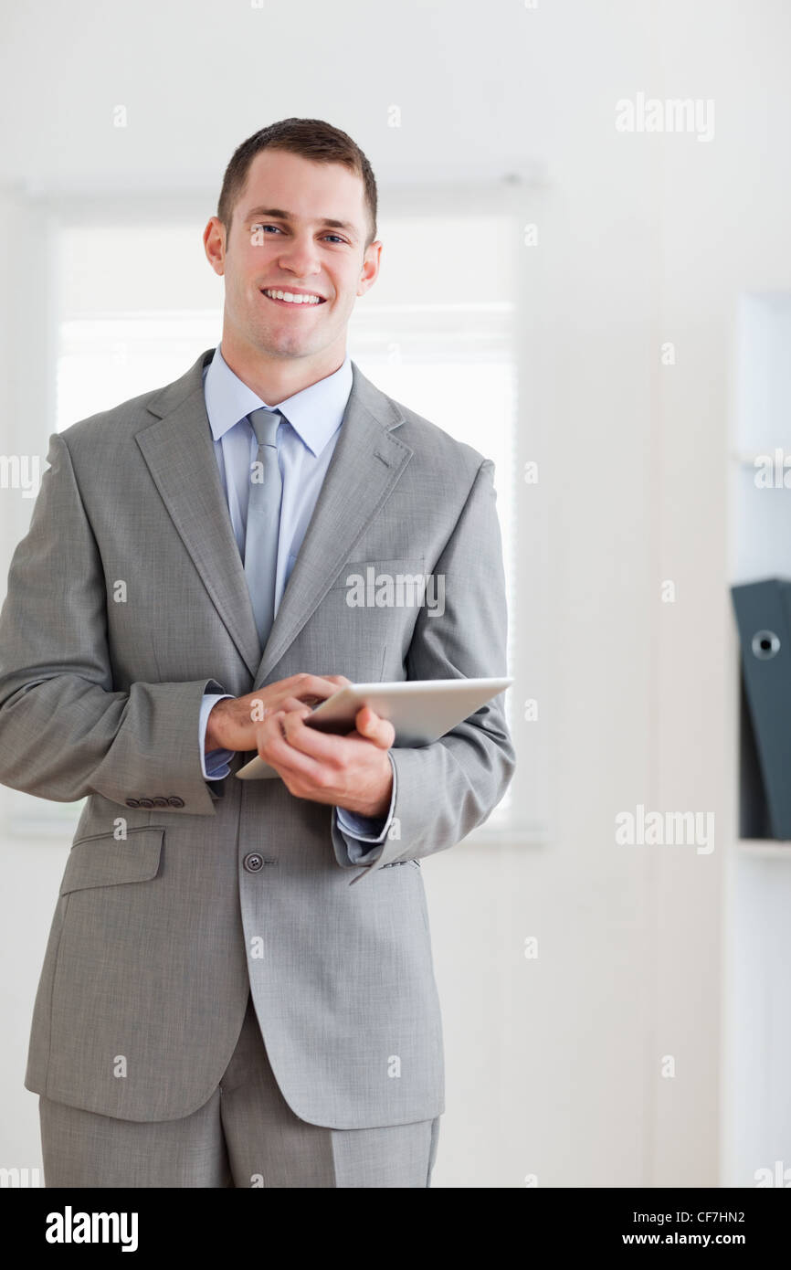 Young businessman with notes Stock Photo