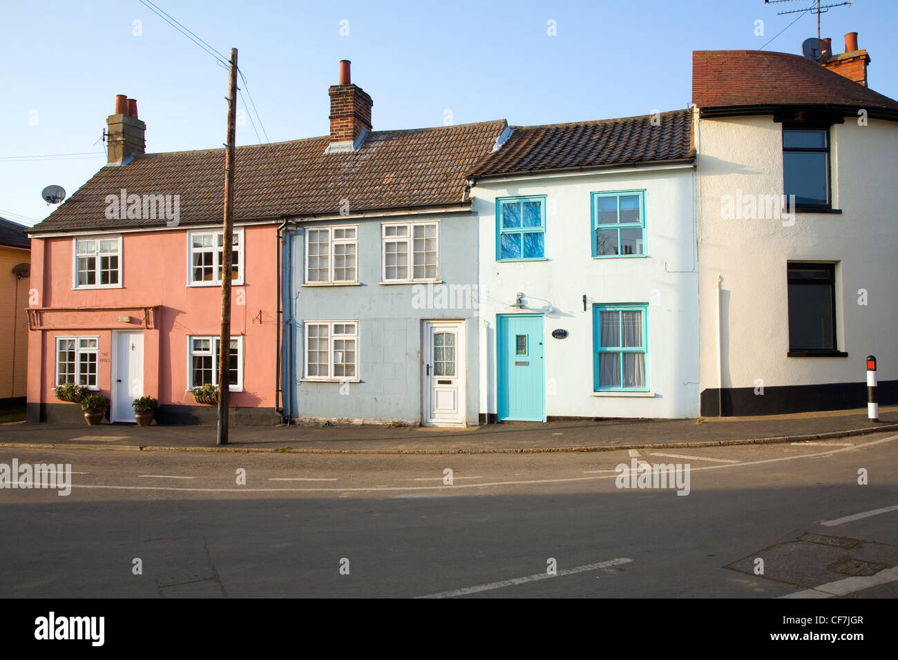 Attractive village houses in Alderton, Suffolk, England Stock Photo Alamy