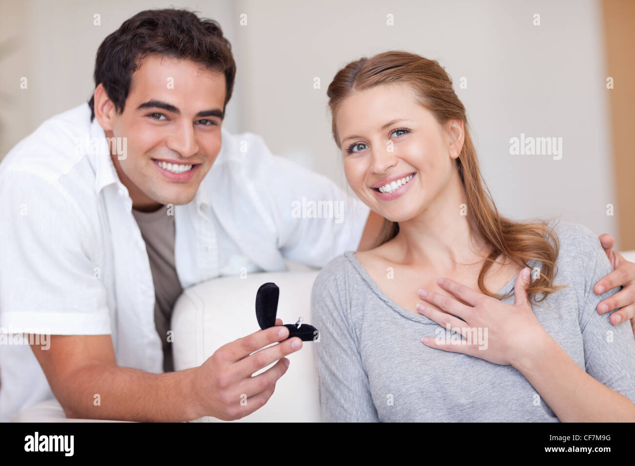 Happy Couple Just Got Engaged Stock Photo Alamy