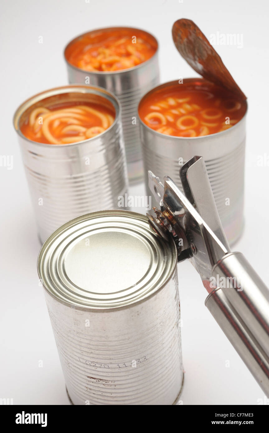 Years Of The Tin Can A still life image of a group of opened pasta tins