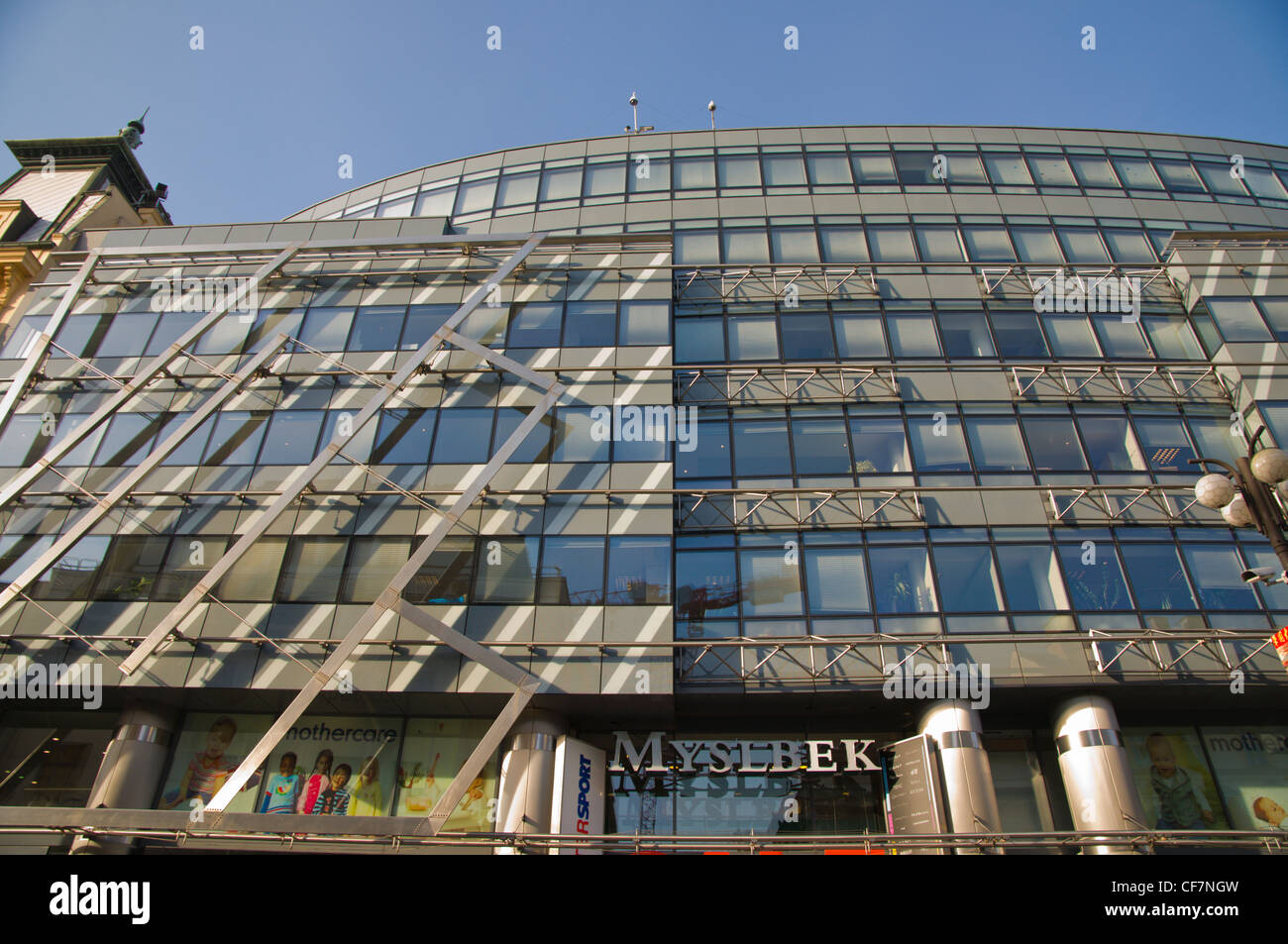 Palac Myslbek (1996) shopping centre Na Prikope pedestrian shopping street Nove Mesto new town Prague Czech Republic Europe Stock Photo