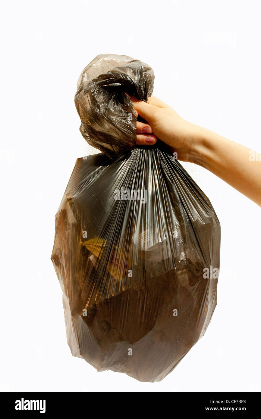 Bags Waste Garbage Black Plastic Bag In Hand Isolated On White Background  Bin Bag Plastic Black For Disposal Garbage Icon Bag Trash And Hand Bags  Waste Full Illustration Rubbish Junk Bag Recycle