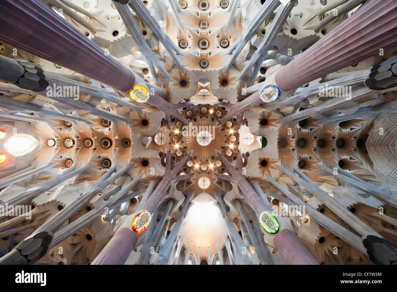 Europe, Spain, Barcelona, Sagrada Familia, Interior, Interiors, Gaudi ...