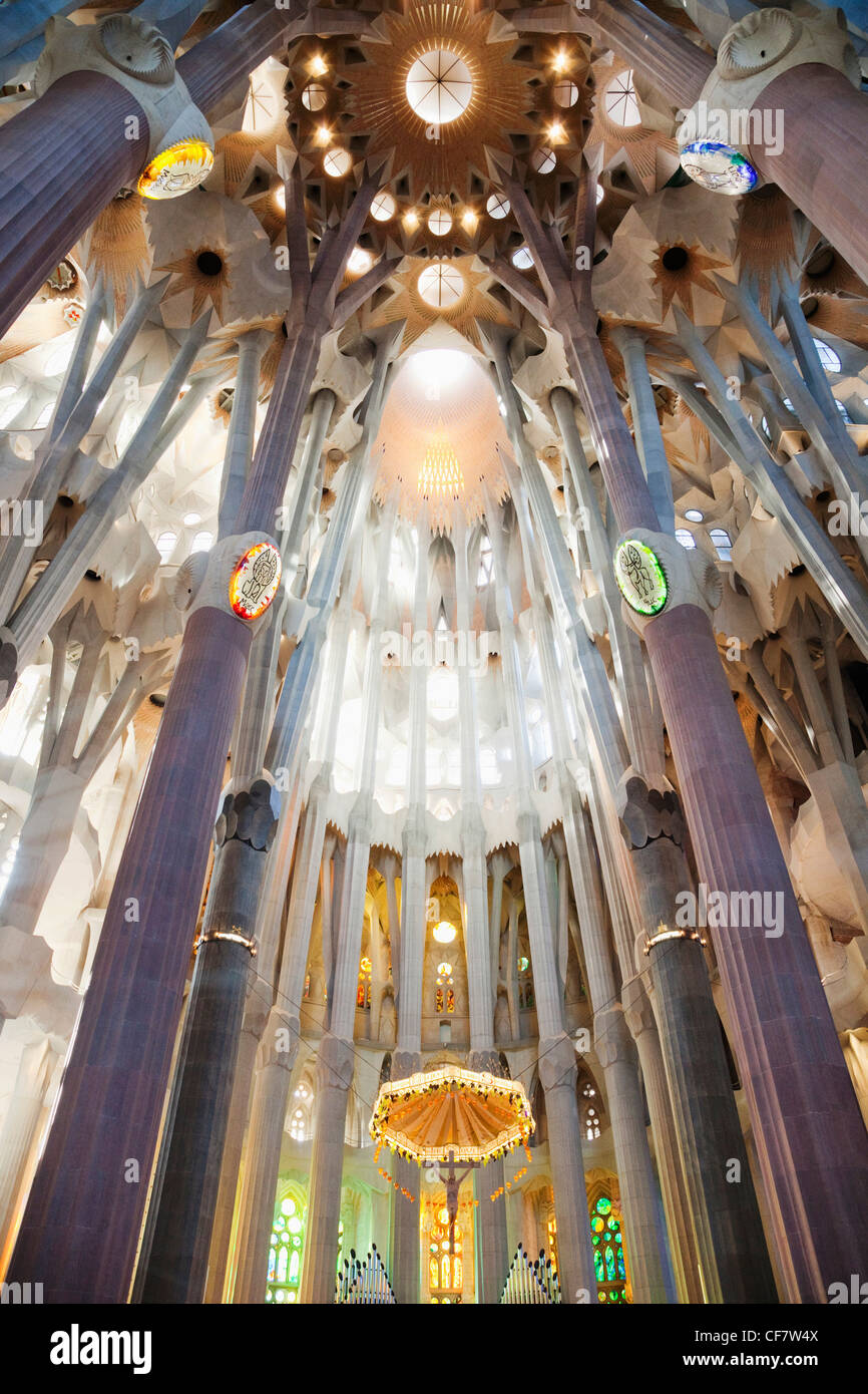 Europe, Spain, Barcelona, Sagrada Familia, Interior, Interiors, Gaudi ...