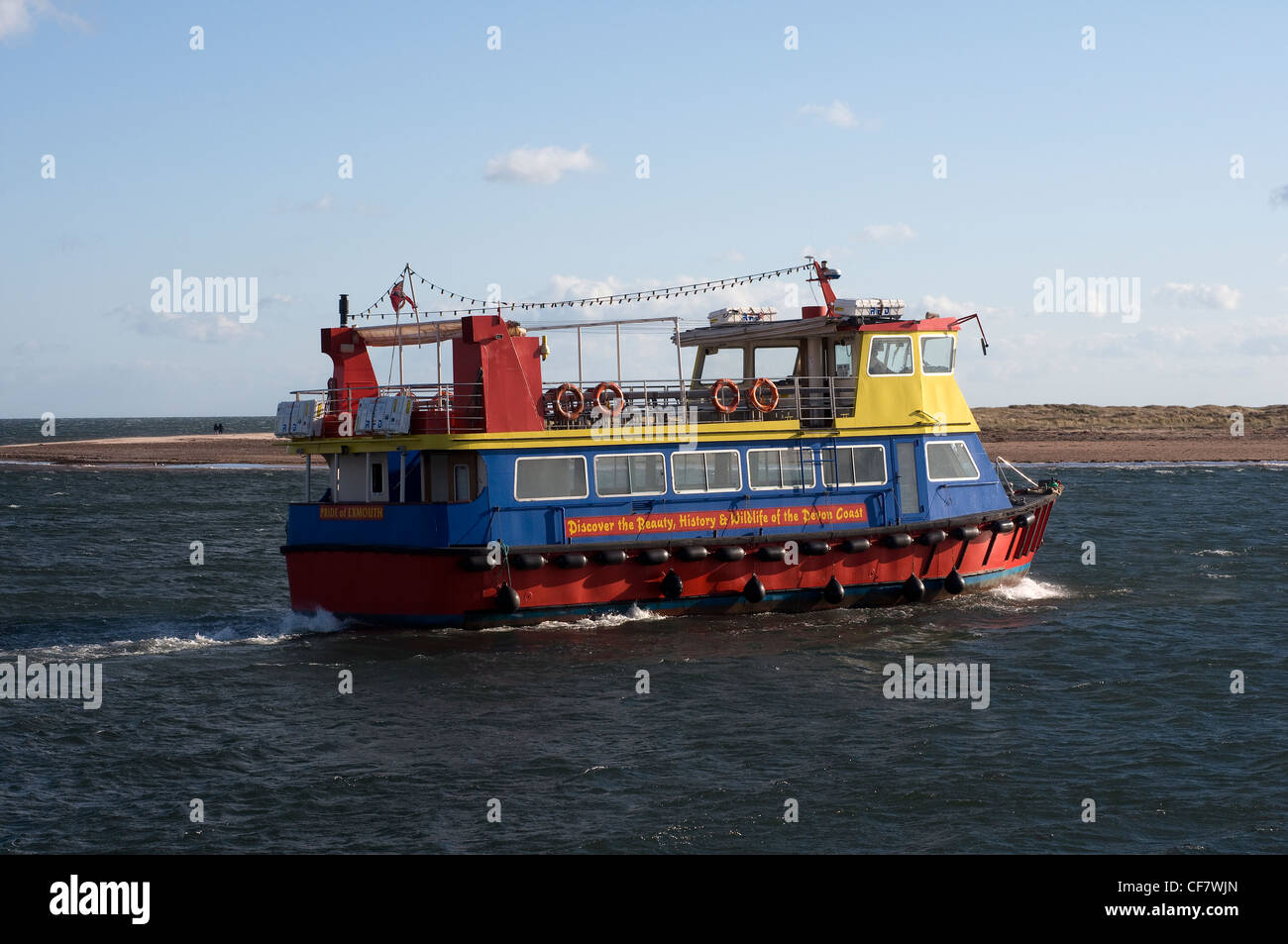 Pride of Exmouth,Stuart line cruises,clouds, coast, coastal, color, colorful, colour, colourful, dog, dorset, dramatic, england, Stock Photo