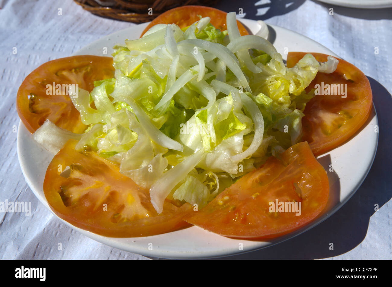Mixed salad with tomatoes lettuce and onion Pedregalejo district Malaga