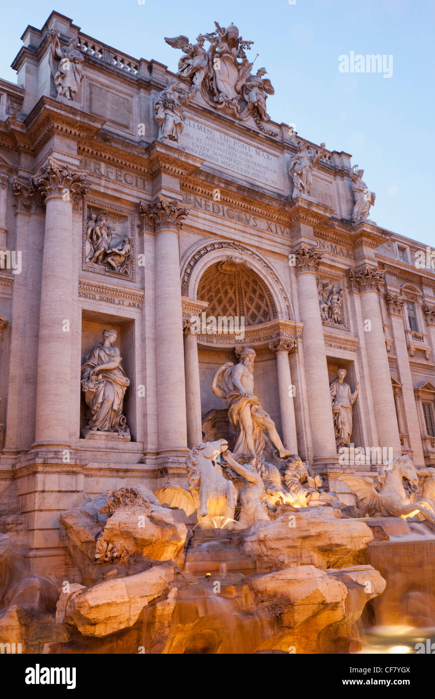 Europe, Italy, Rome, Trevi Fountain, Fountain, Neptune, Nicola Salvi, Night View, Illumination, Tourism, Travel, Holiday, Vacati Stock Photo