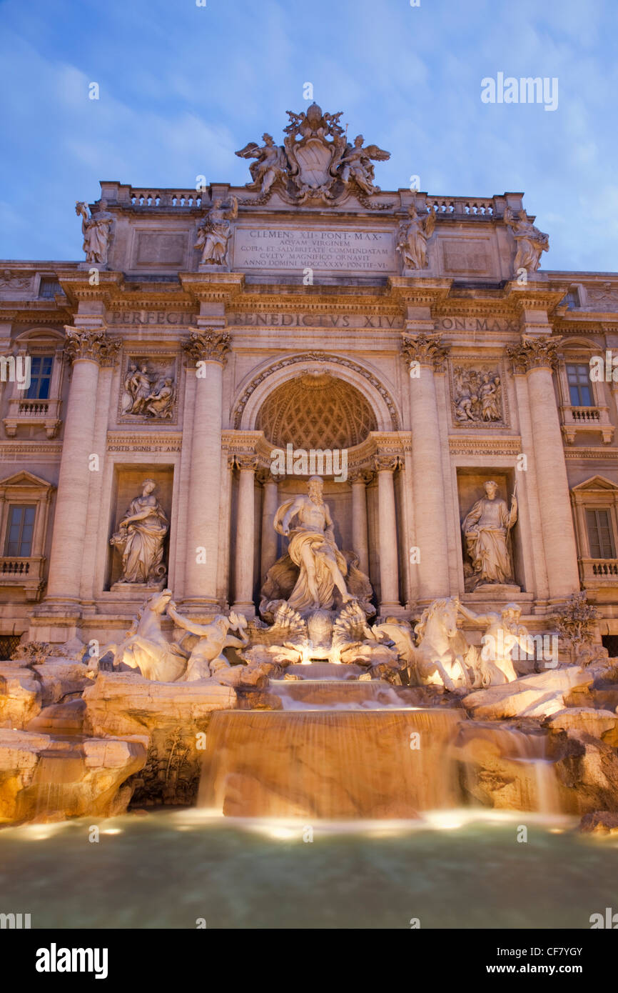 Europe, Italy, Rome, Trevi Fountain, Fountain, Neptune, Nicola Salvi, Night View, Illumination, Tourism, Travel, Holiday, Vacati Stock Photo