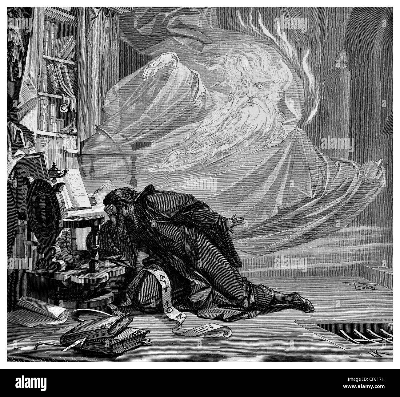 Faust  Johann Wolfgang von Goethe A tragedy 1870 period costume magical magic tale legend myth story drama theatre act character Stock Photo