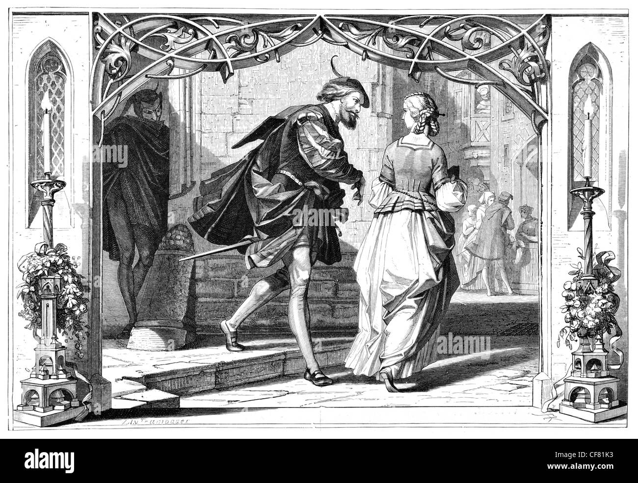 Faust  Johann Wolfgang von Goethe A tragedy 1870 period costume magical magic tale legend myth story drama theatre act character Stock Photo