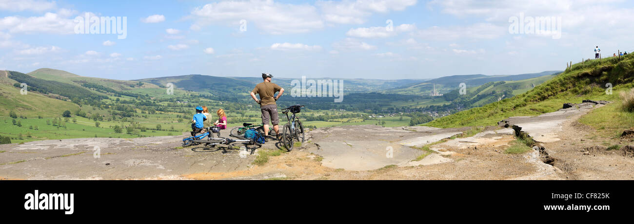 Panoramic view of the peak district overlooking Castleton Stock Photo