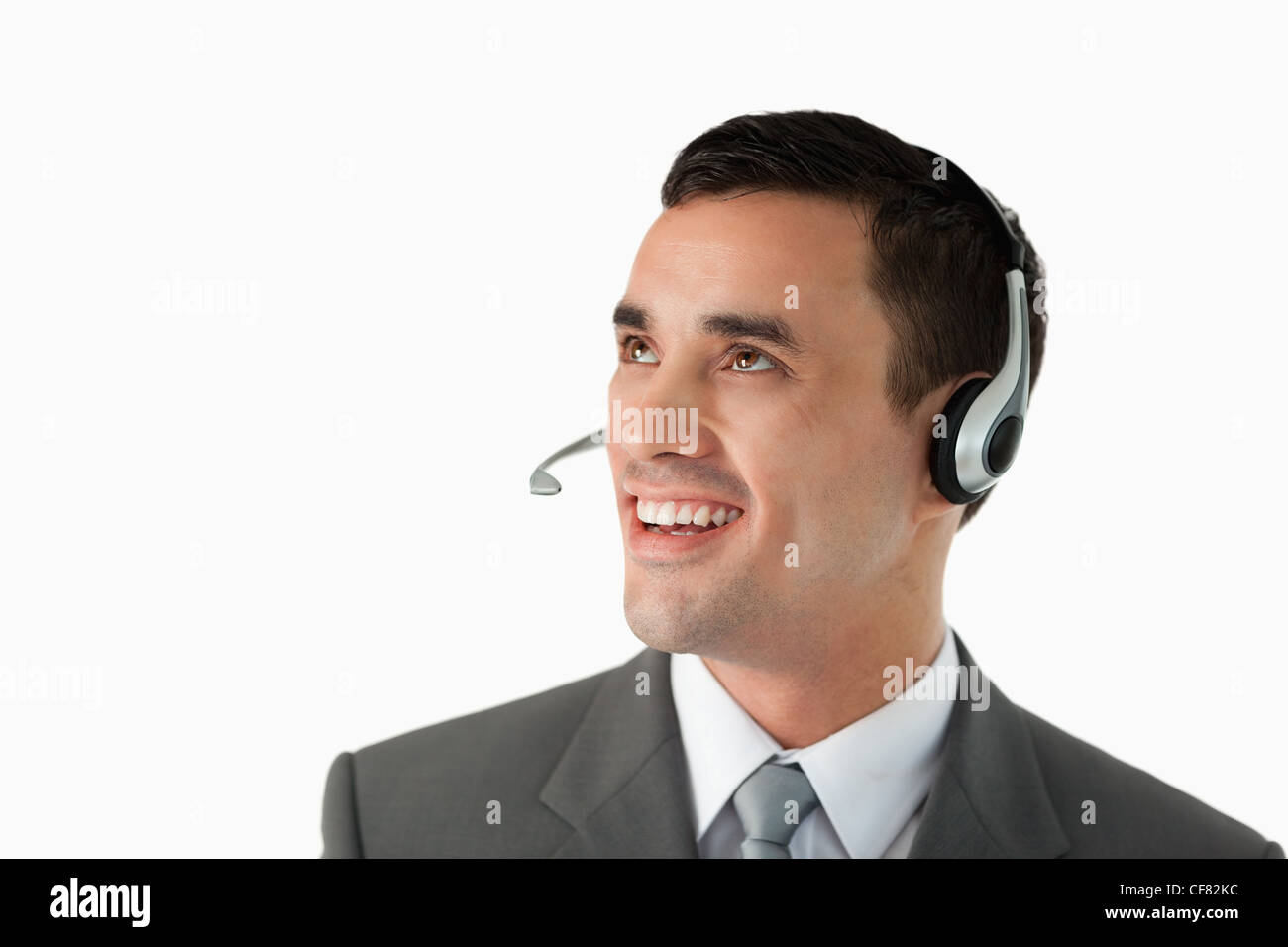 Close up of young male professional with headset on Stock Photo