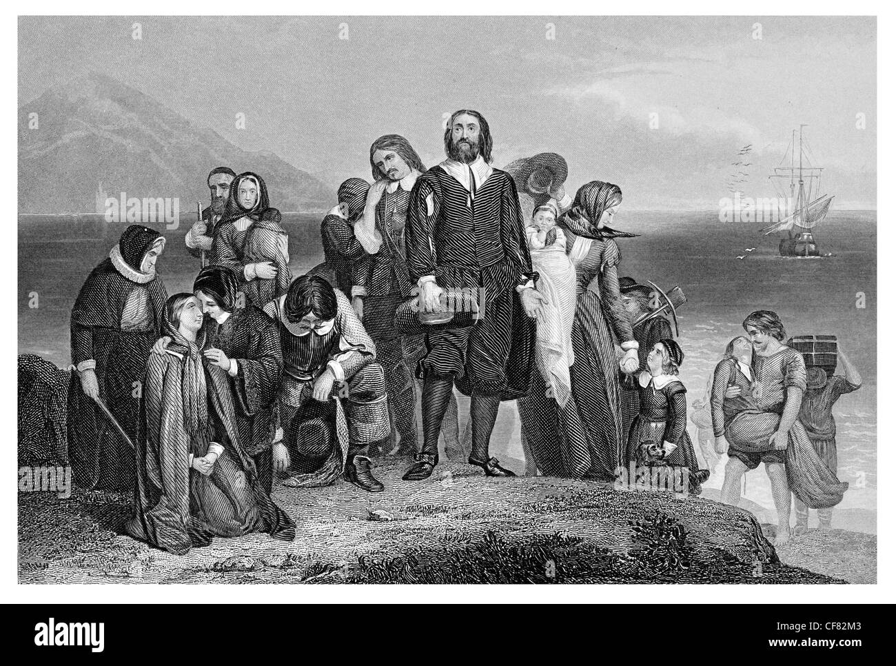 Landing Pilgrims Plymouth Massachusetts December 22nd 1620 Stock Photo