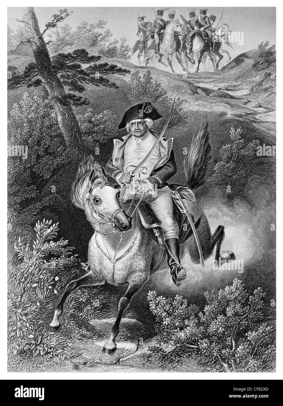 General Israel Putnam escape at Horse Neck from British soldiers Stock Photo