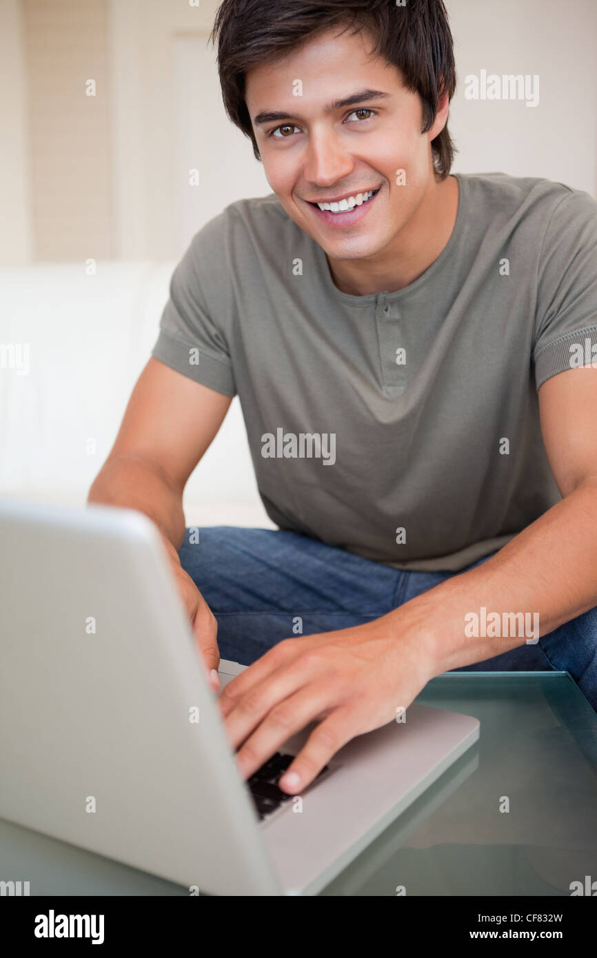Portrait of a man using a notebook Stock Photo - Alamy