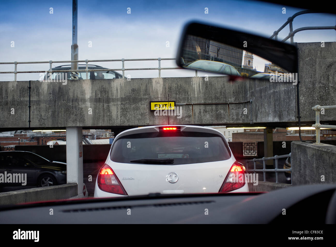 traffic jam exiting the car park Stock Photo Alamy