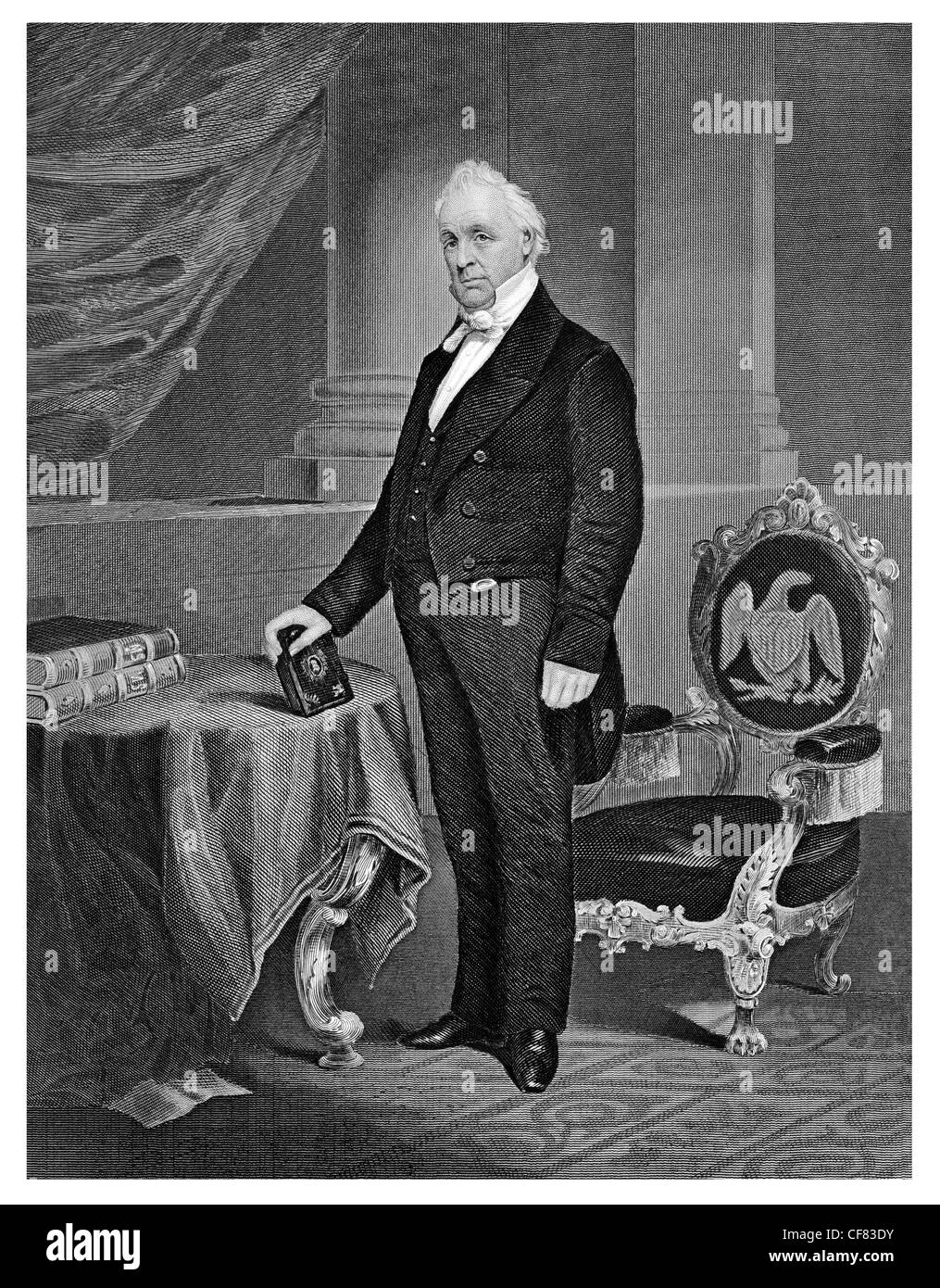 Vintage portrait of james buchanan Black and White Stock Photos