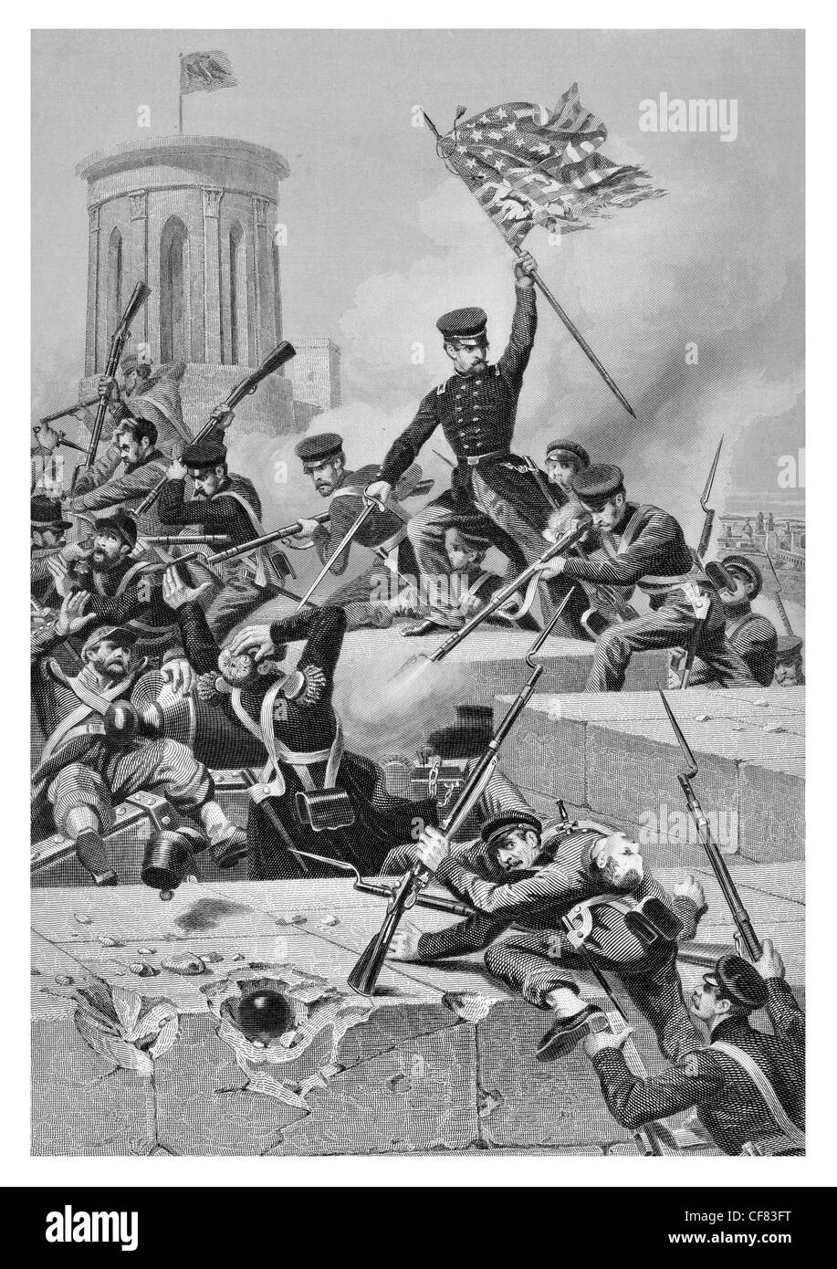Storming of Chapultepec Mexican-American War September 1847 Stock Photo